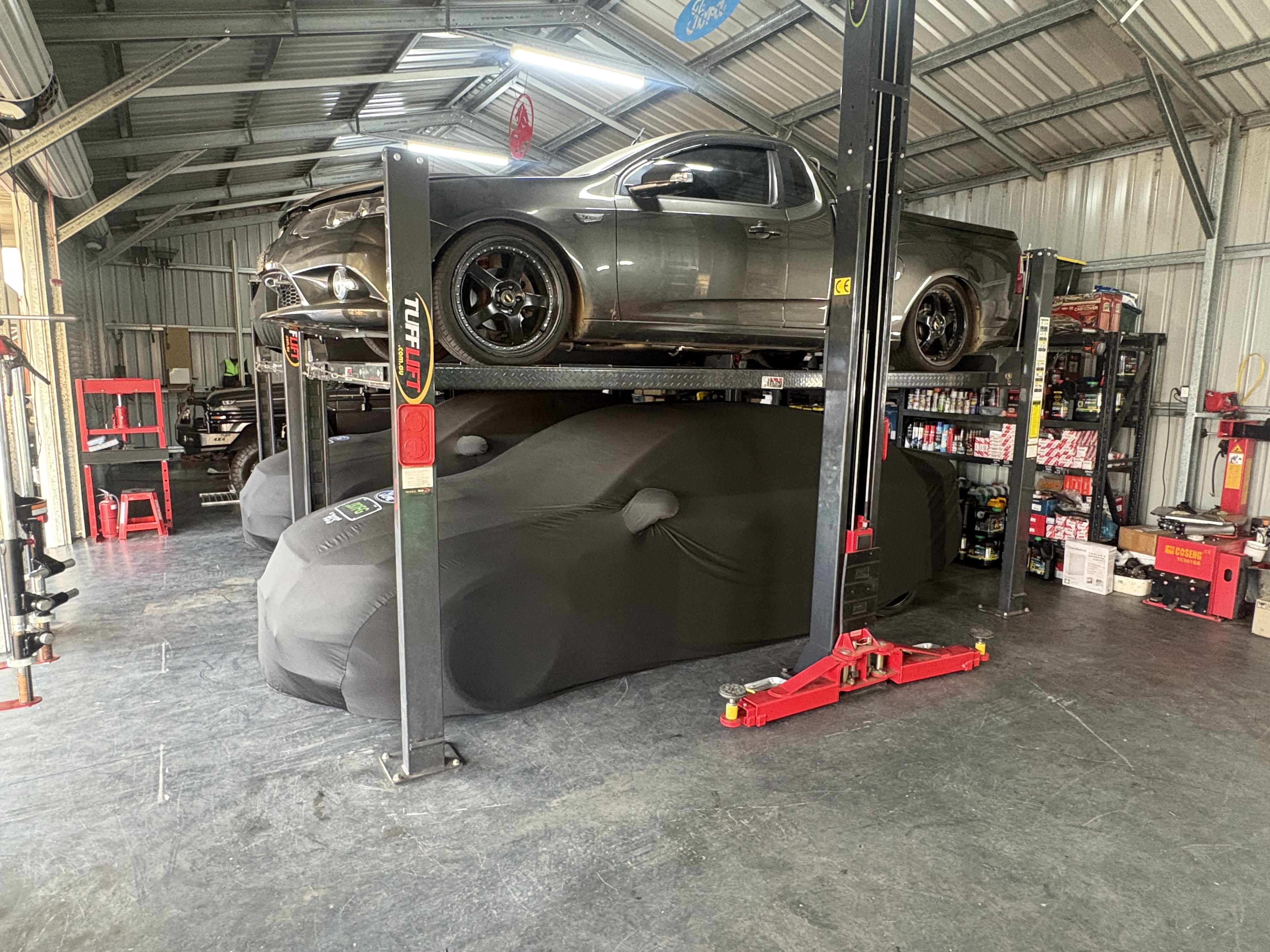 T&R Mechanics & Towing workshop interior — heavy and light vehicle repairs